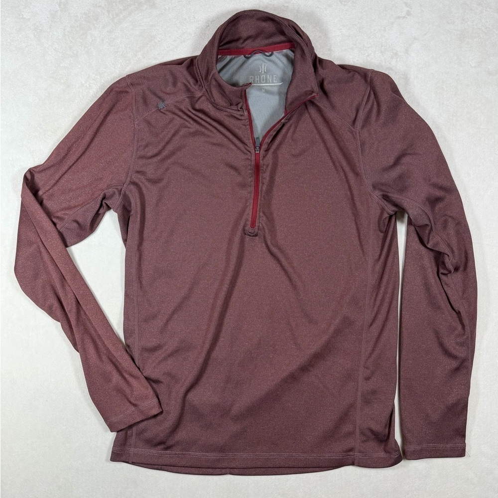 RHONE Men's Medium Burgundy Performance Stretch Wicking Quarter-Zip Sweater Lulu